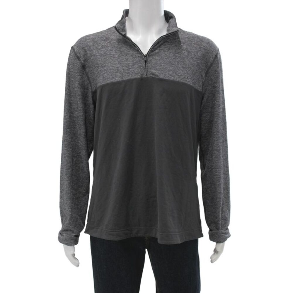 Lululemon Mens Nylon Pullover Zip Colorblock Gray Mock Neck Size 2XL
